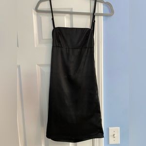 Little Black Satin Dress Open Back